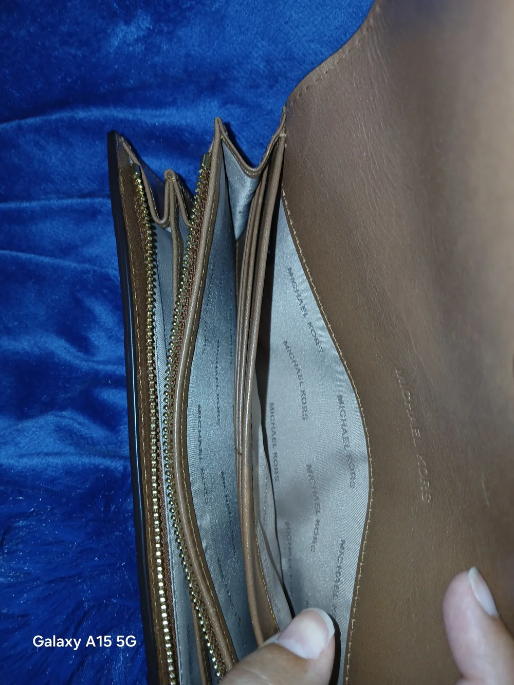 Michael Kors Tan Pebbled Leather Clutch with Gold Turn-Lock